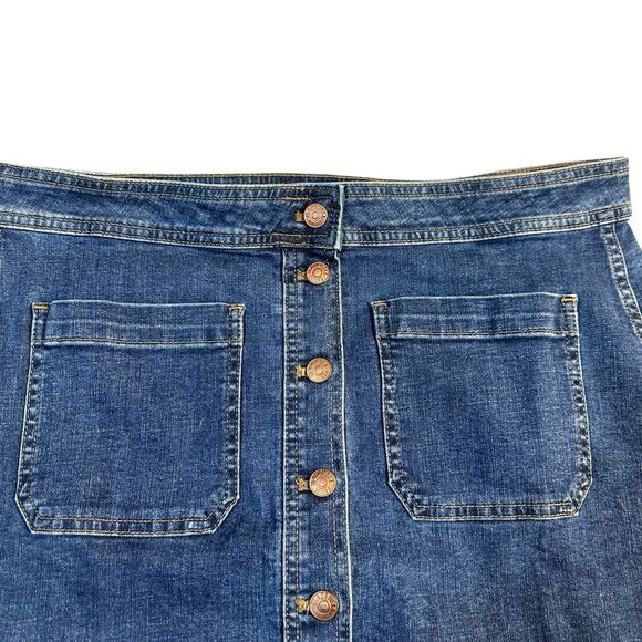 Madewell Denim Skirt Womens Size 14 Blue Jean Button Front A-Line Stretch NEW - Picture 4 of 12